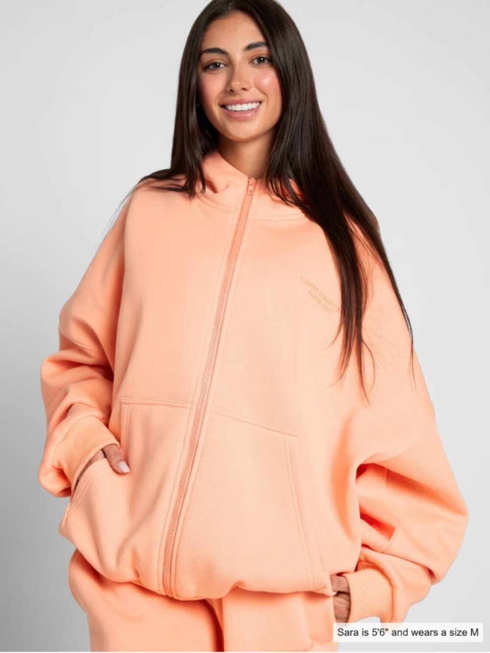 Comfrt Collection Pastel Edit Orange Oversized Zip Hoodie